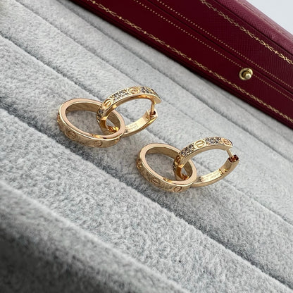 ¡®Lume Jewelry¡¯LOVE‑Collection Screw‑Motif Half‑Pavé Double‑Hoop Earrings