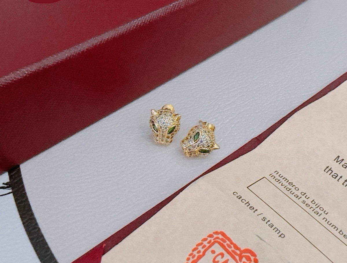 ¡®Lume Jewelry¡¯Full‑Pavé Diamond Panther‑Head Stud Earrings（副本）
