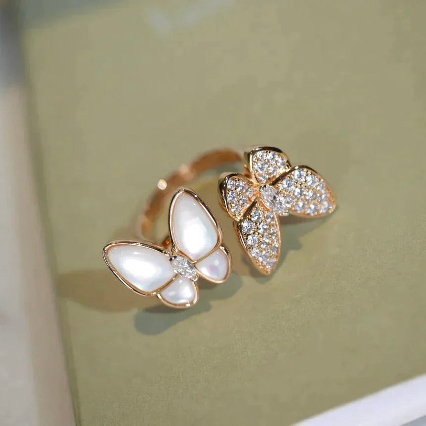 ¡®Lume Jewelry¡¯TWIN BUTTERFLY DIAMOND MOP RING