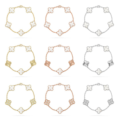 [Lume Jewelry]New CLOVER WHITE PEARL MOP 5 MOTIF BRACELET COLLECTION