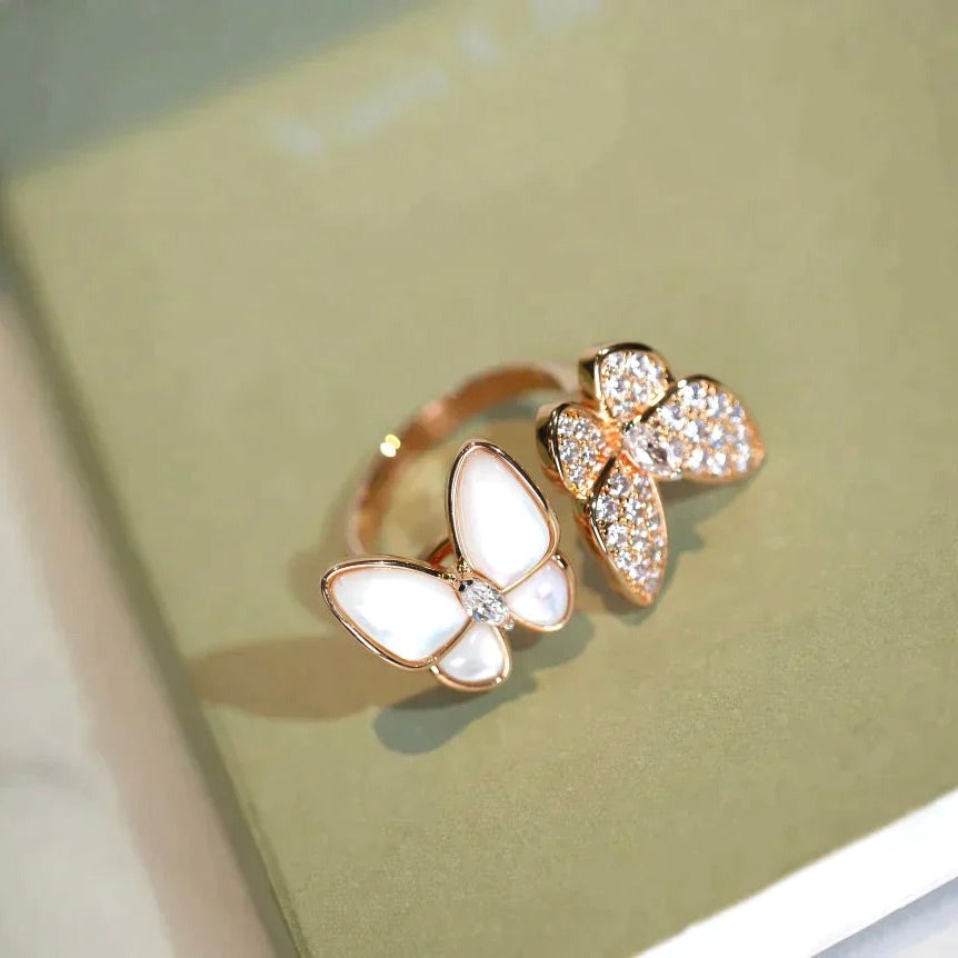 ¡®Lume Jewelry¡¯TWIN BUTTERFLY DIAMOND MOP RING