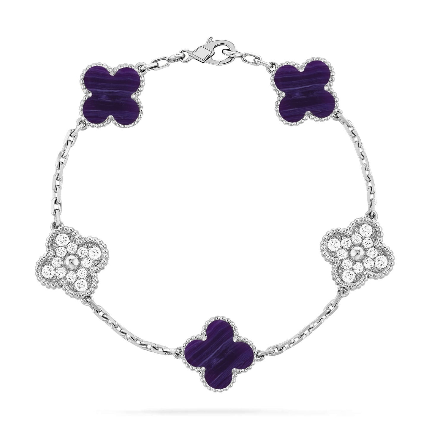 [Lume Jewelry]New CLOVER 5 MOTIF PURPLE STRIPES BRACELET COLLECTION