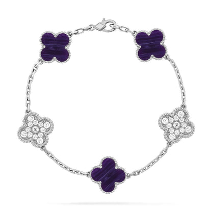 [Lume Jewelry]New CLOVER 5 MOTIF PURPLE STRIPES BRACELET COLLECTION