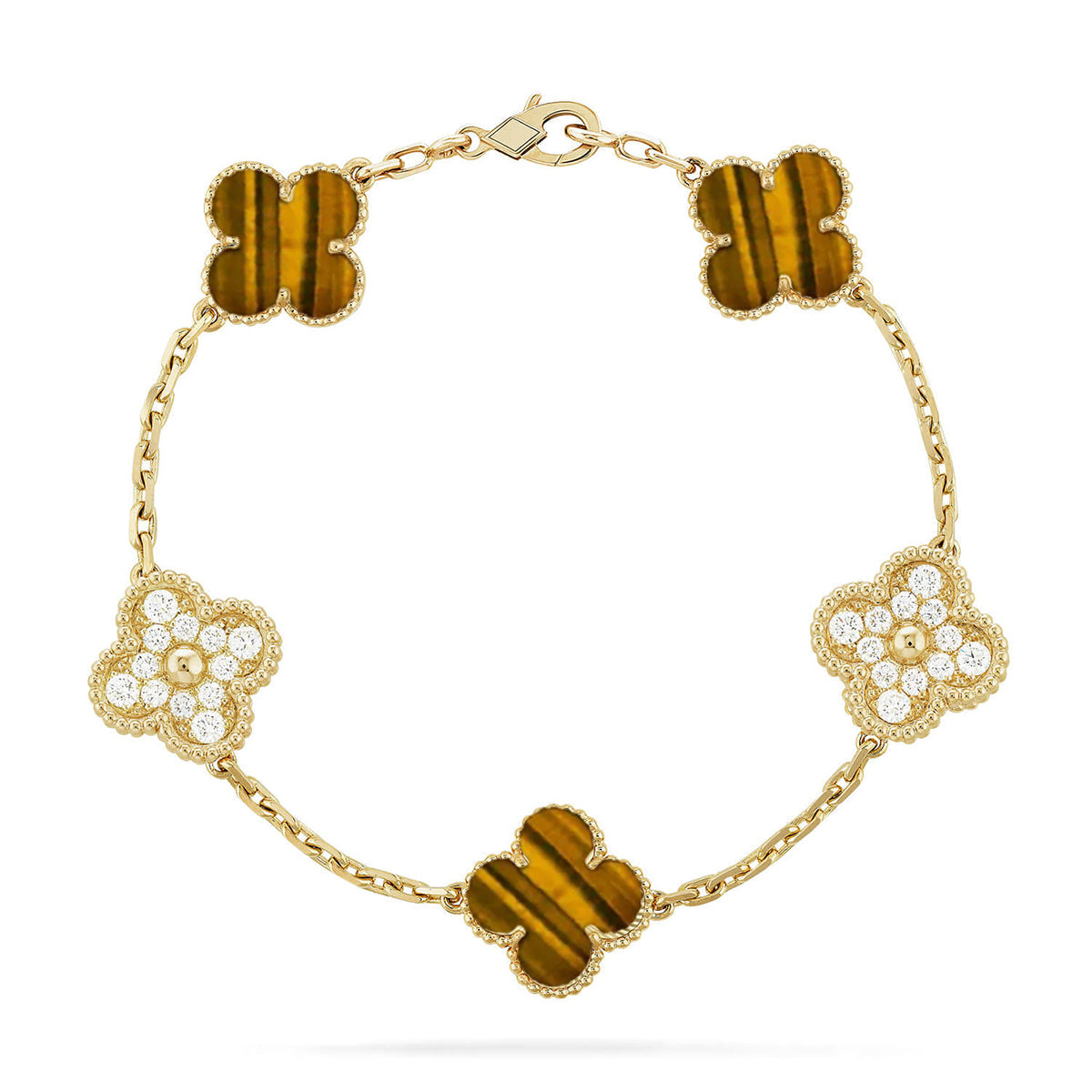 [Lume Jewelry]New  CLOVER 5 MOTIFS TIGER EYE BRACELET COLLECTION