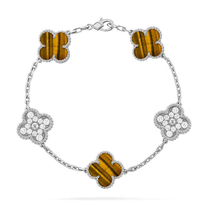 [Lume Jewelry]New  CLOVER 5 MOTIFS TIGER EYE BRACELET COLLECTION