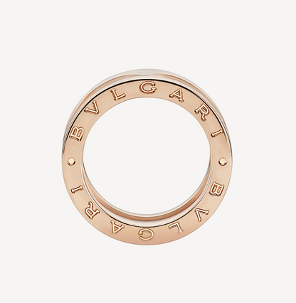 [Lume Jewelry]ZERO 1 TWO-BAND LOOPS AND WHITE CERAMIC SPIRAL PINK GOLD RING