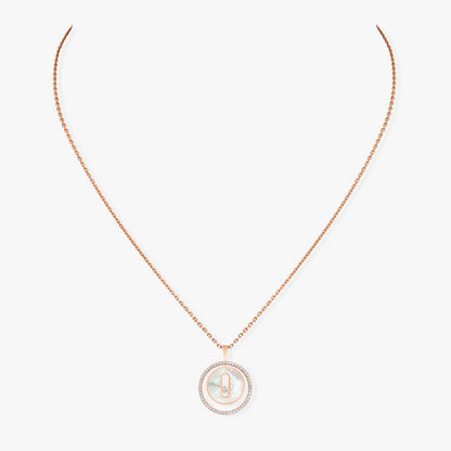 [Lume Jewelry]LUCKY MOVE 1 DIAMOND WHITE MOTHER OF PEARL PINK GOLD DIAMOND NECKLACE