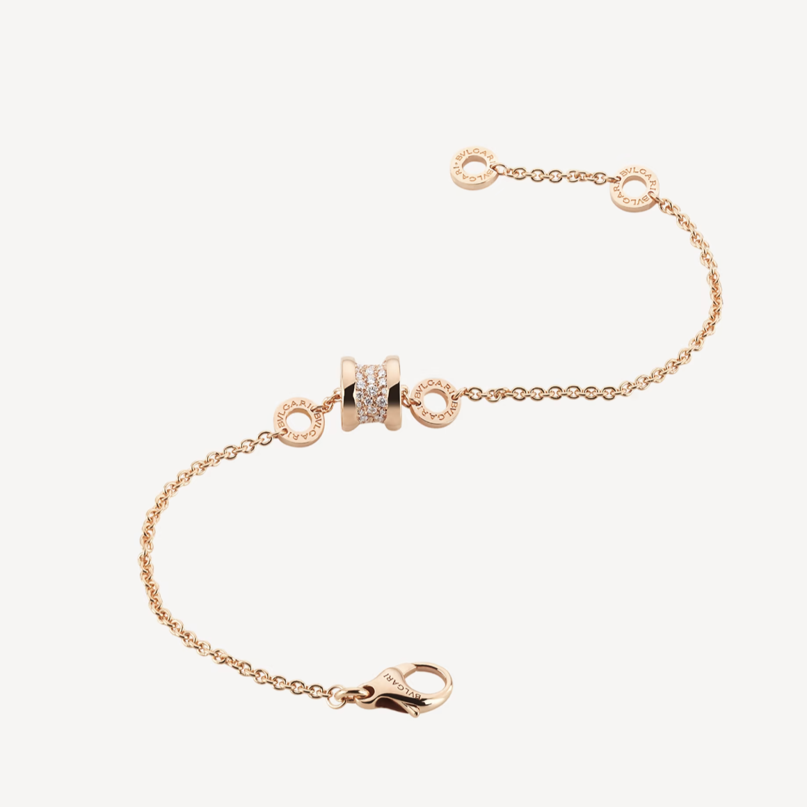 [Lume Jewelry]ZERO 1 SOFT PINK GOLD WITH PAVED DIAMONDS ON THE SPIRAL BRACELET