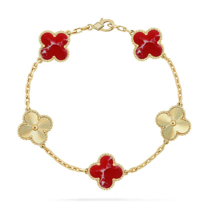 [Lume Jewelry]New CLOVER 5 MOTIF RED PATTERN BRACELET COLLECTION