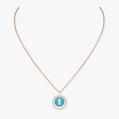 [Lume Jewelry]LUCKY MOVE 1 DIAMOND TURQUOISE PINK GOLD DIAMOND NECKLACE