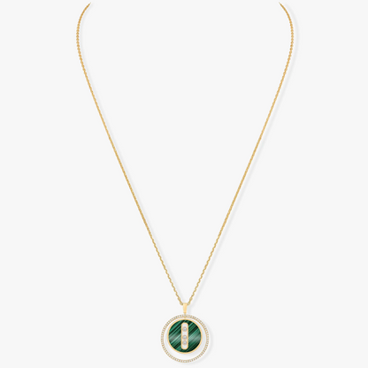 [Lume Jewelry]LUCKY MOVE 3 DIAMOND MALACHITE GOLD DIAMOND NECKLACE
