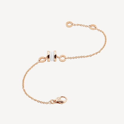 [Lume Jewelry]ZERO 1 SOFT PINK GOLD AND WHITE CERAMIC BRACELET