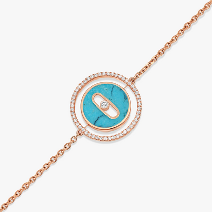 [Lume Jewelry]LUCKY MOVE TURQUOISE PINK GOLD DIAMOND BRACELET(Adjustable)