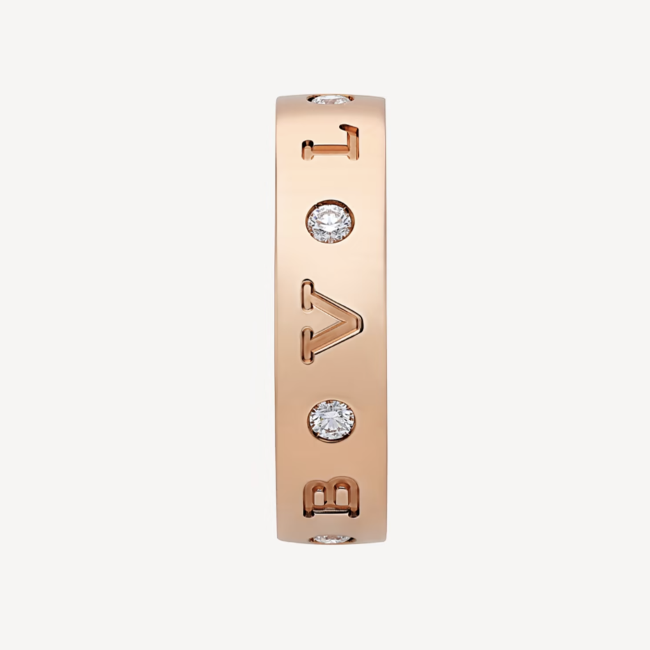 [Lume Jewelry]ZERO 1 ESSENTIAL PINK GOLD BAND WITH DIAMONDS RING