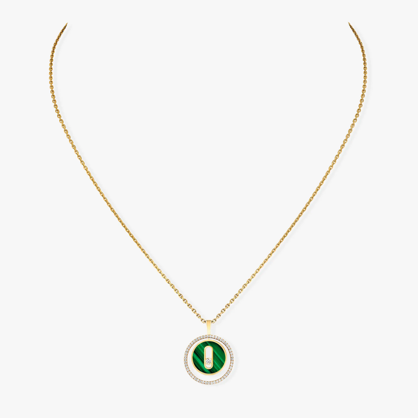 [Lume Jewelry]LUCKY MOVE 1 DIAMOND MALACHITE GOLD DIAMOND NECKLACE