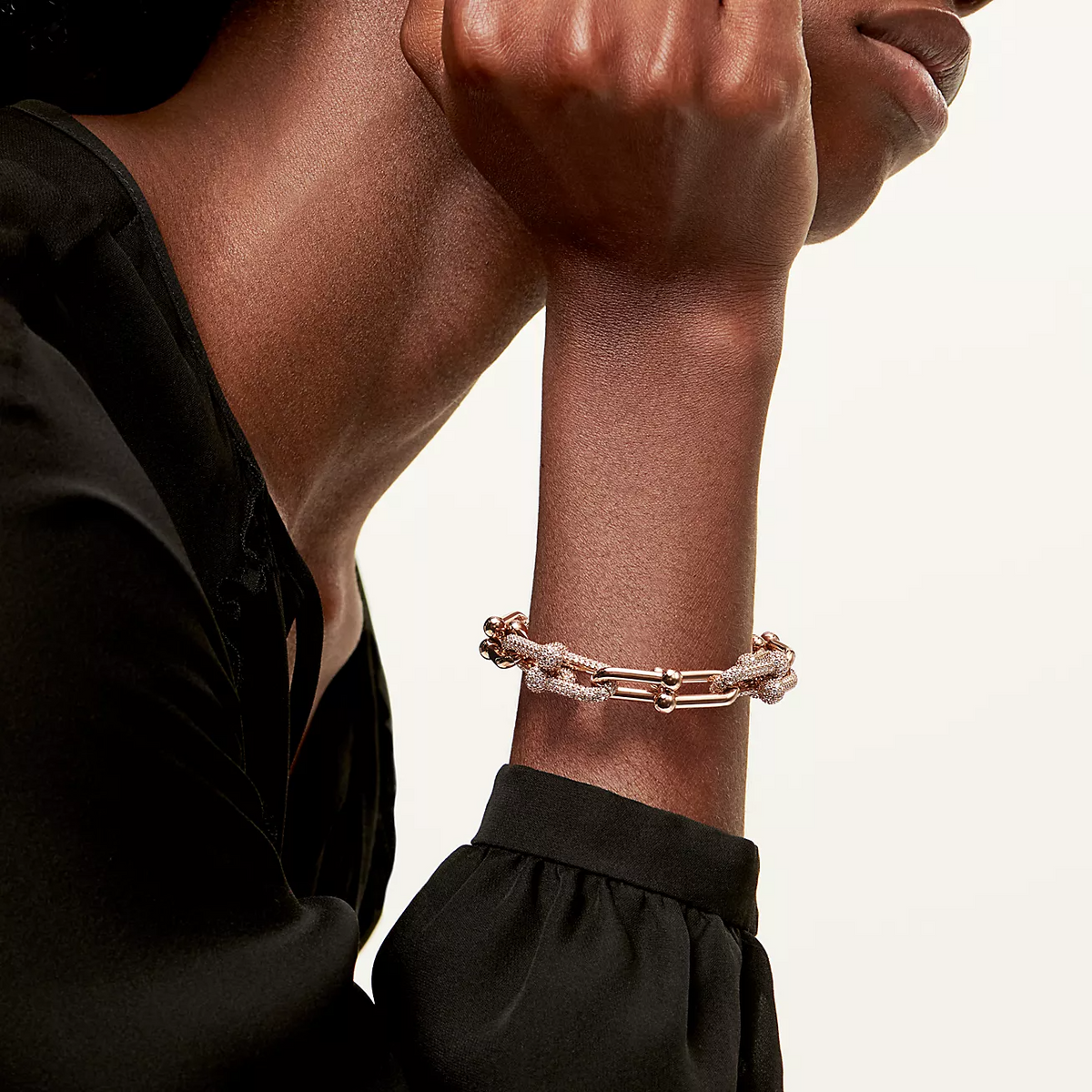 [Lume Jewelry]HARDWEAR LARGE LINK PINK GOLD PAVED DIAMOND BRACELET