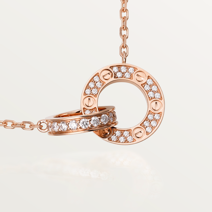 ¡®Lume Jewelry¡¯LOVE 7.6MM NECKLACE ROSE GOLD AND SILVER  FULL DIAMOND