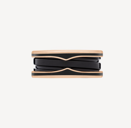 [Lume Jewelry]ZERO 1 TWO-BAND WITH MATTE BLACK CERAMIC PINK GOLD RING