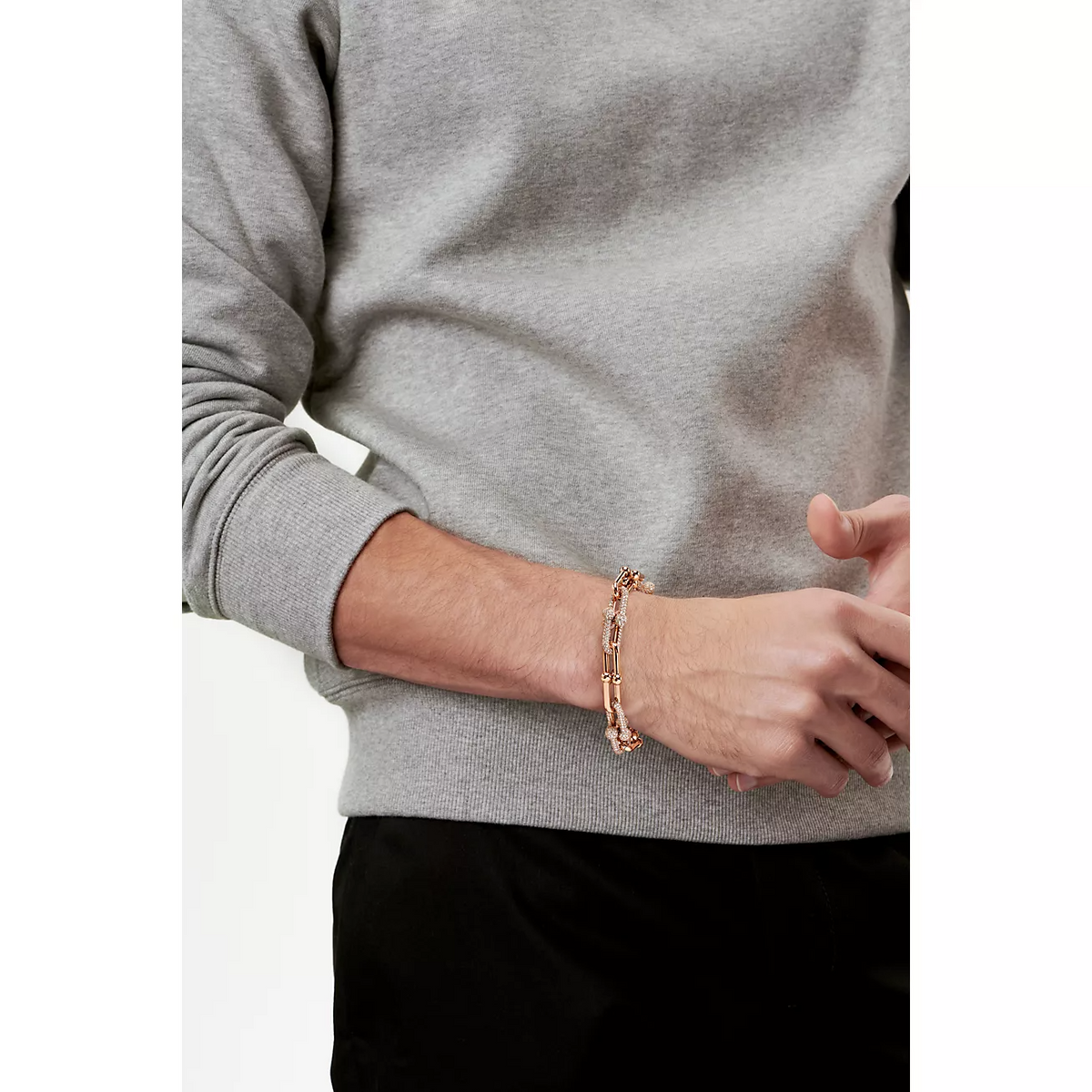 [Lume Jewelry]HARDWEAR LARGE LINK PINK GOLD PAVED DIAMOND BRACELET