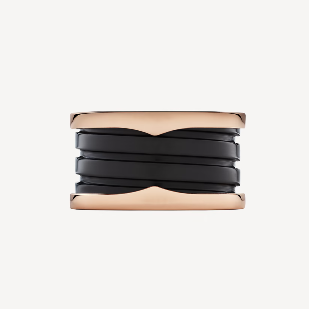 [Lume Jewelry]ZERO 1 FOUR-BAND LOOPS AND BLACK CERAMIC SPIRAL PINK GOLD RING