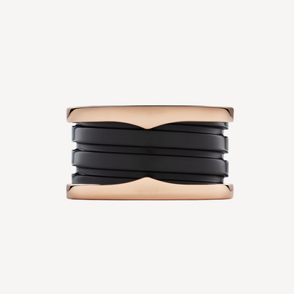 [Lume Jewelry]ZERO 1 FOUR-BAND LOOPS AND BLACK CERAMIC SPIRAL PINK GOLD RING