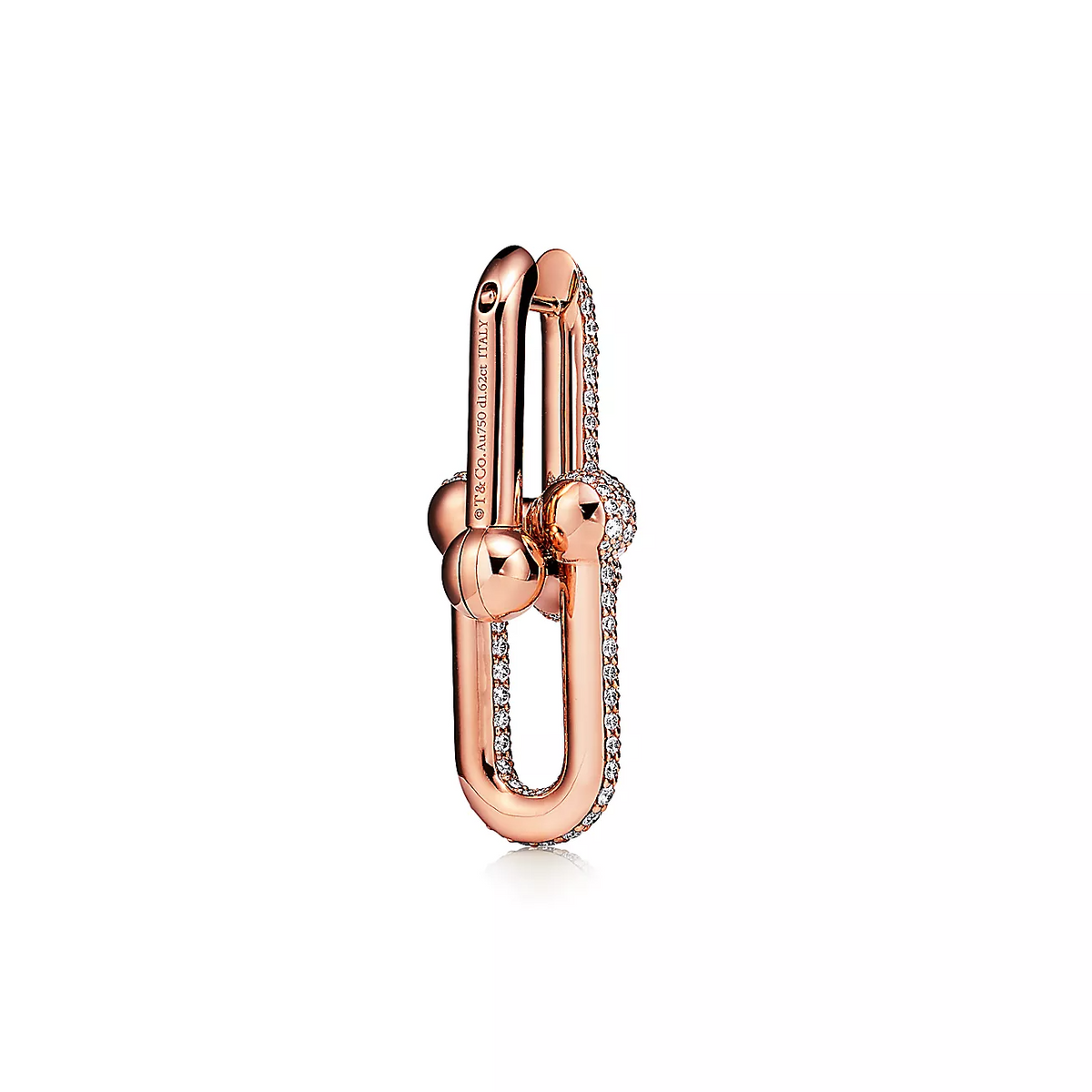 [Lume Jewelry]LARGE LINK EARRINGS PINK GOLD WITH PAVED DIAMONDS