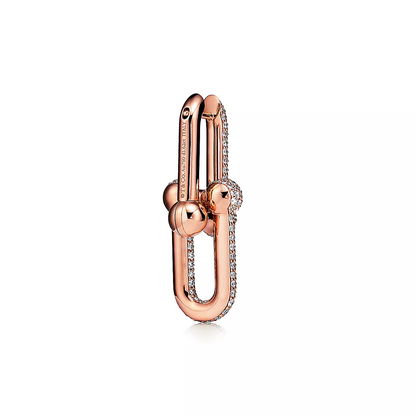 [Lume Jewelry]LARGE LINK EARRINGS PINK GOLD WITH PAVED DIAMONDS