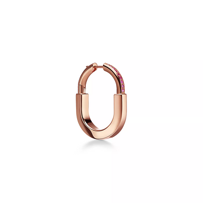 [Lume Jewelry]LOCK MEDIUM PINK DIAMOND PINK GOLD EARRINGS