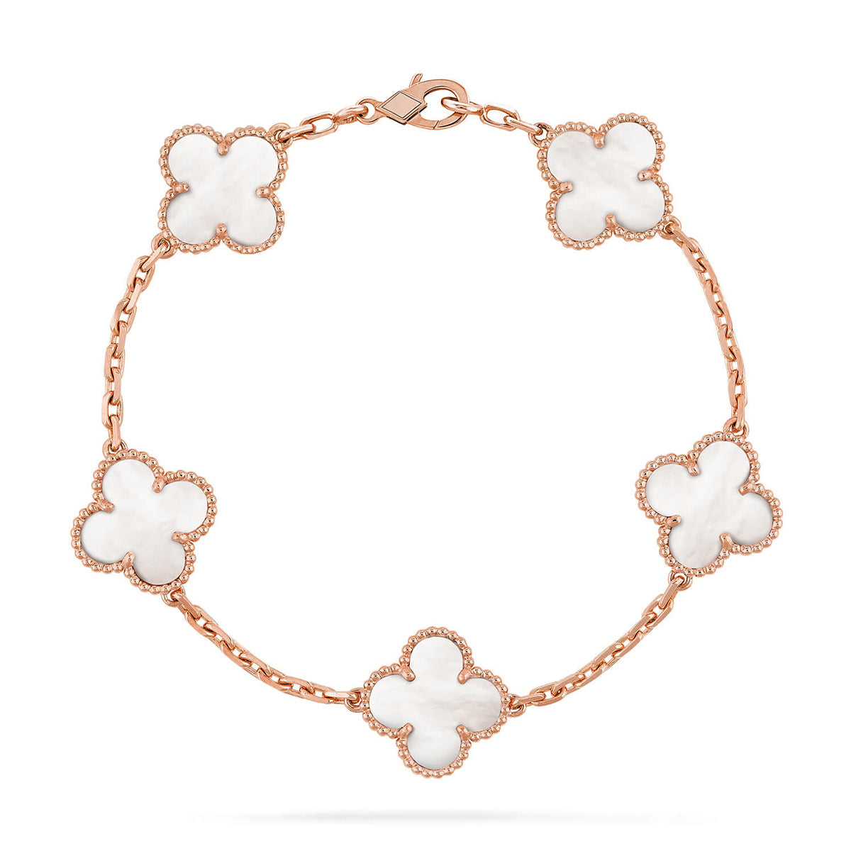 [Lume Jewelry]New CLOVER WHITE PEARL MOP 5 MOTIF BRACELET COLLECTION