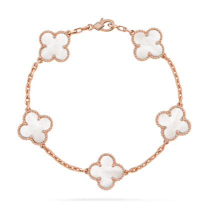 [Lume Jewelry]New CLOVER WHITE PEARL MOP 5 MOTIF BRACELET COLLECTION