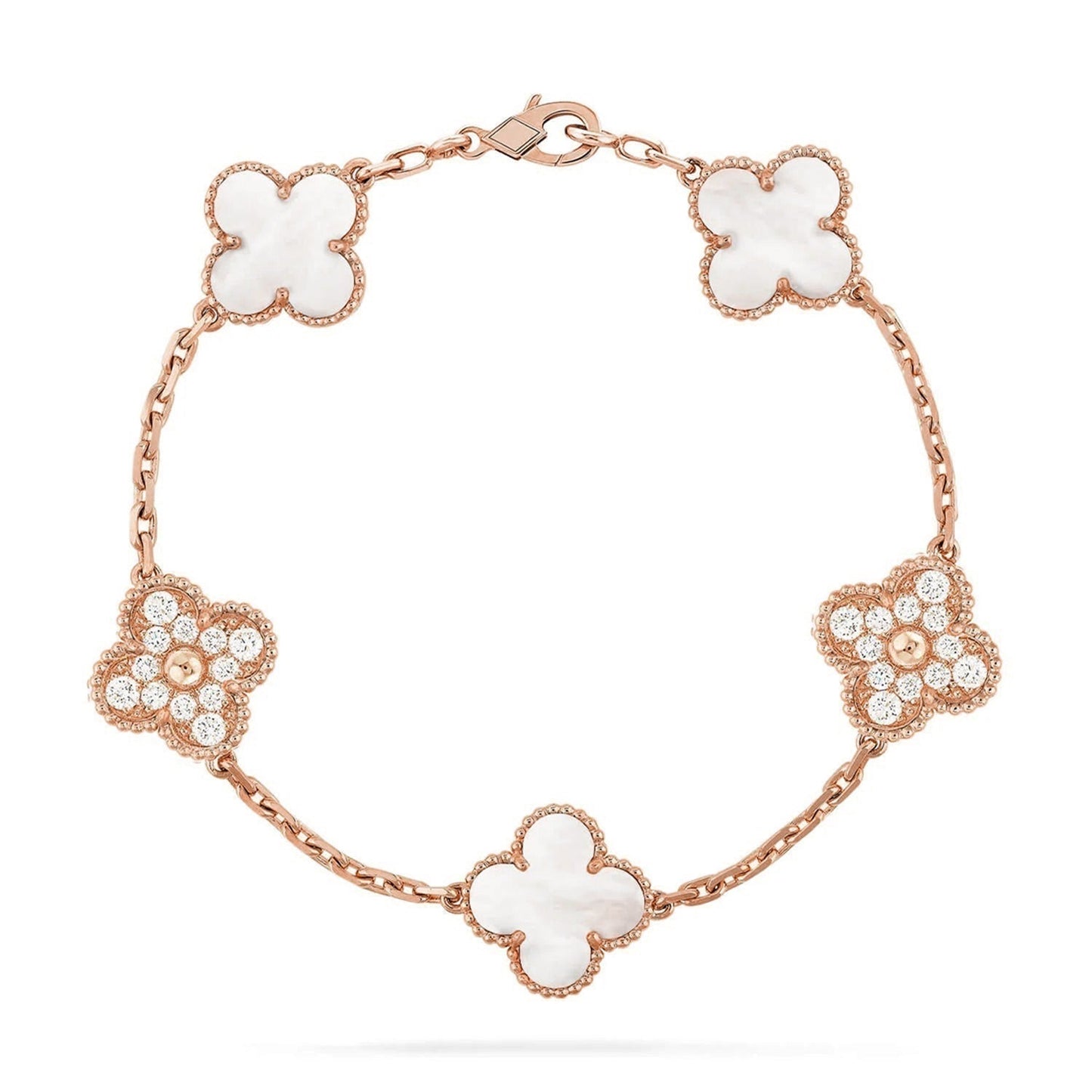 [Lume Jewelry]New CLOVER WHITE PEARL MOP 5 MOTIF BRACELET COLLECTION