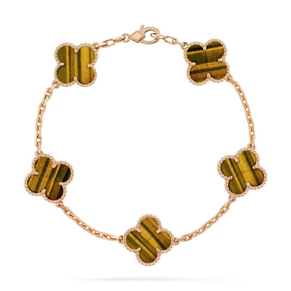 [Lume Jewelry]New  CLOVER 5 MOTIFS TIGER EYE BRACELET COLLECTION