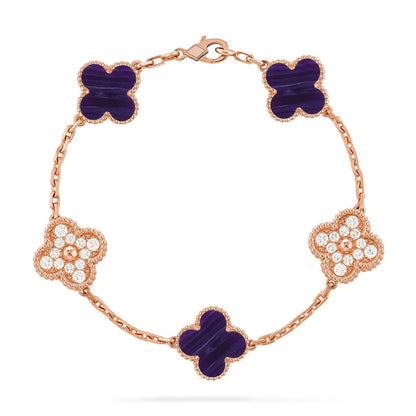 [Lume Jewelry]New CLOVER 5 MOTIF PURPLE STRIPES BRACELET COLLECTION
