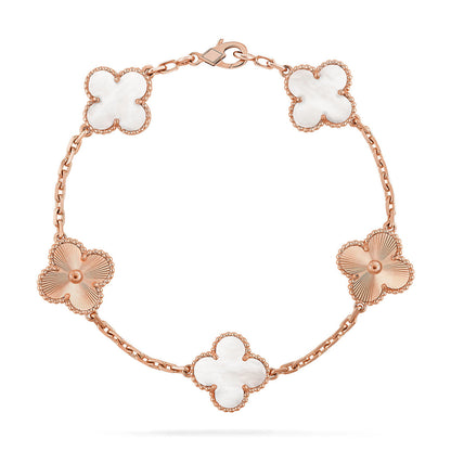[Lume Jewelry]New CLOVER WHITE PEARL MOP 5 MOTIF BRACELET COLLECTION