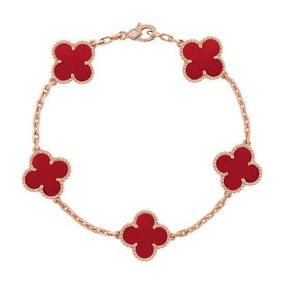 [Lume Jewelry]New  CLOVER 5 MOTIF RED CORNELIAN BRACELET COLLECTION
