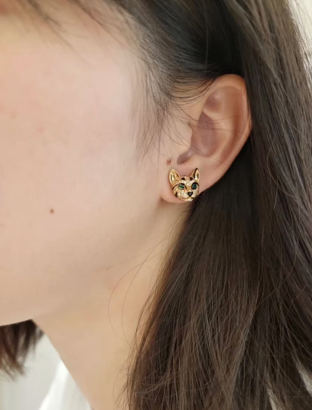 ¡®Lume Jewelry¡¯ Panther Face Stud Earrings