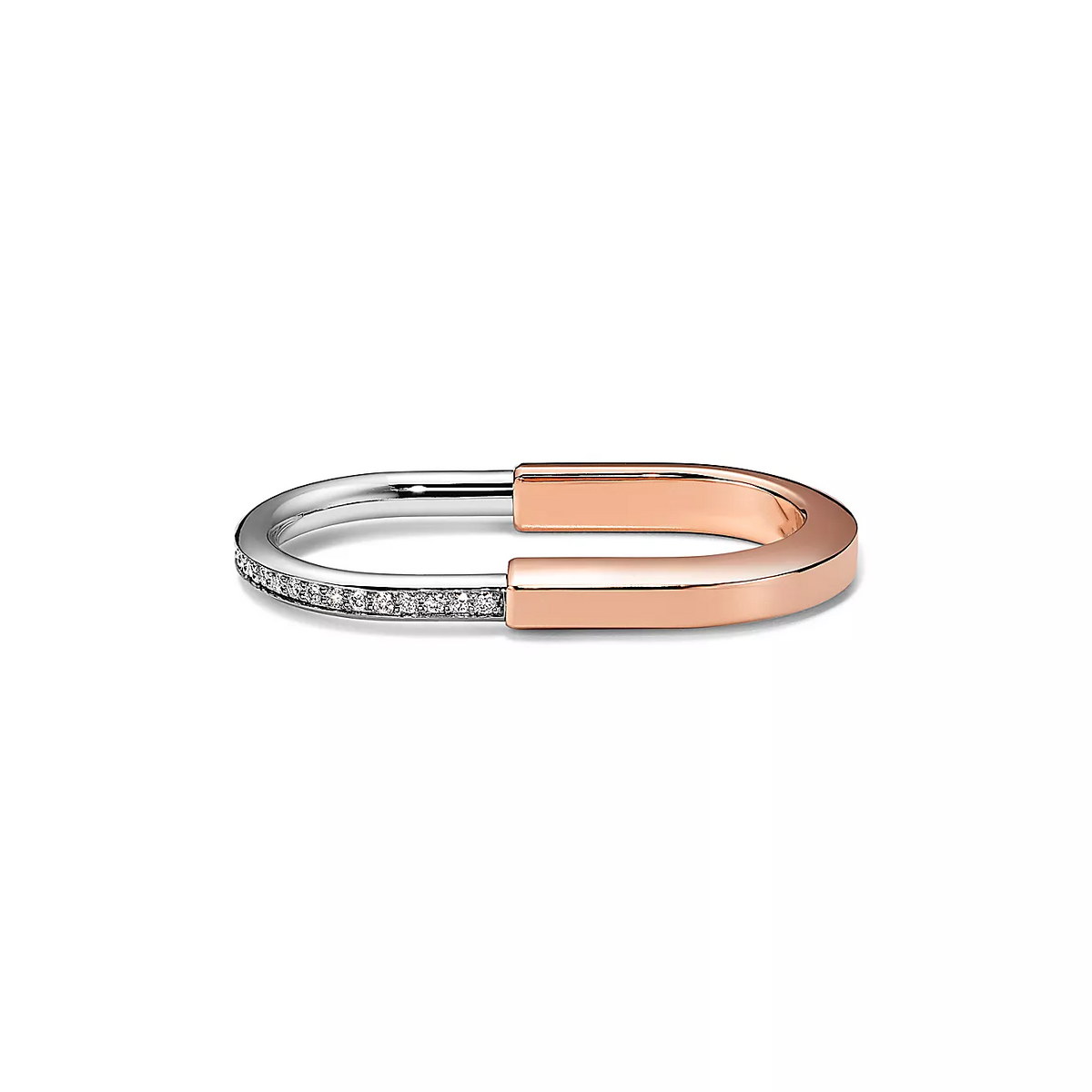 [Lume Jewelry]LOCK RING TOW-FINGER ROSE AND WHITE GOLD DIAMONDS