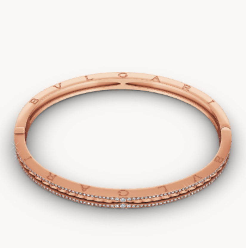 [Lume Jewelry]ZERO 1 SPIRAL AND PAVED DIAMOND PINK GOLD BRACELET
