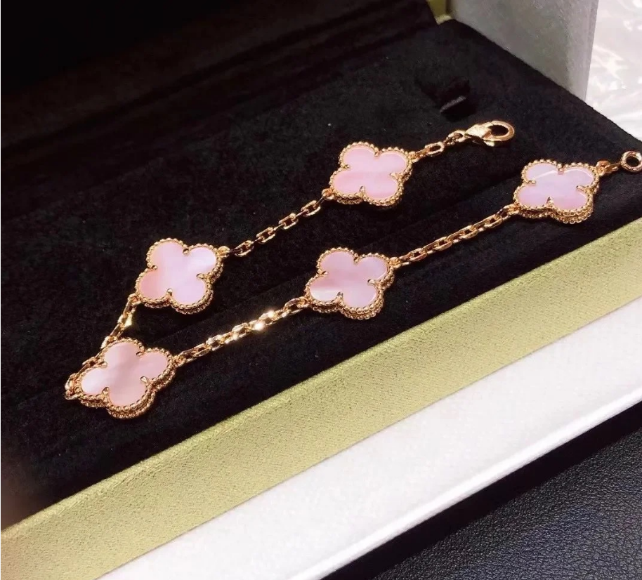 [Lume Jewelry]CLOVER 5 MOTIFS Pink  AGATE  BRACELET