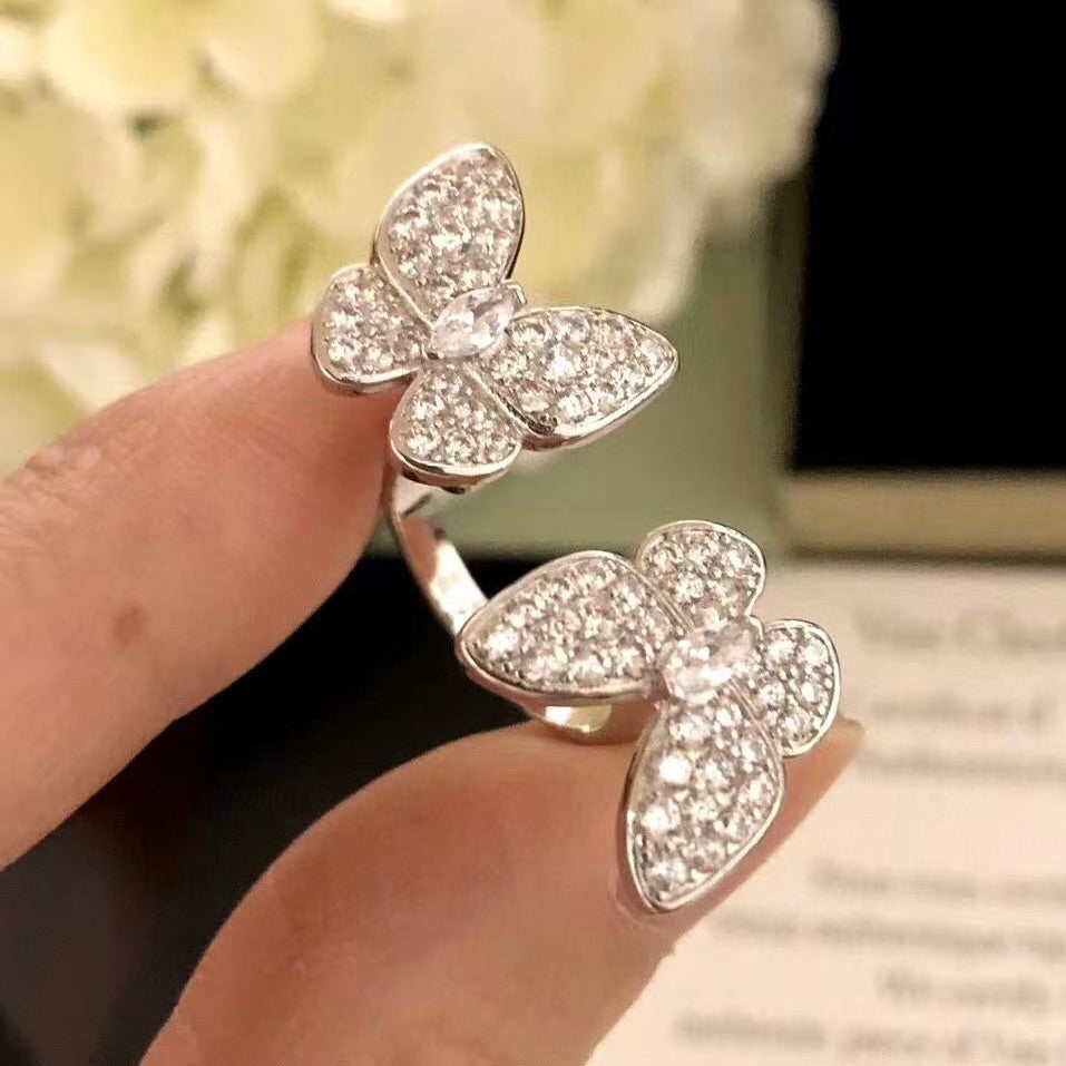 ¡®Lume Jewelry¡¯TWIN SILVER BUTTERFLY DIAMOND RING