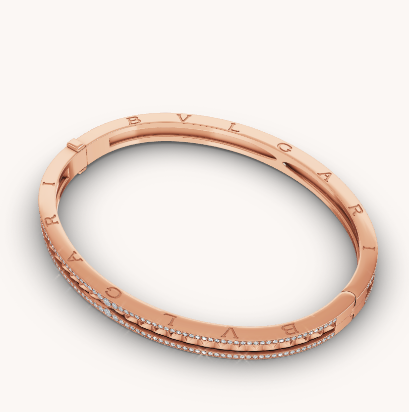 [Lume Jewelry]ZERO 1 SPIRAL AND PAVED DIAMOND PINK GOLD BRACELET