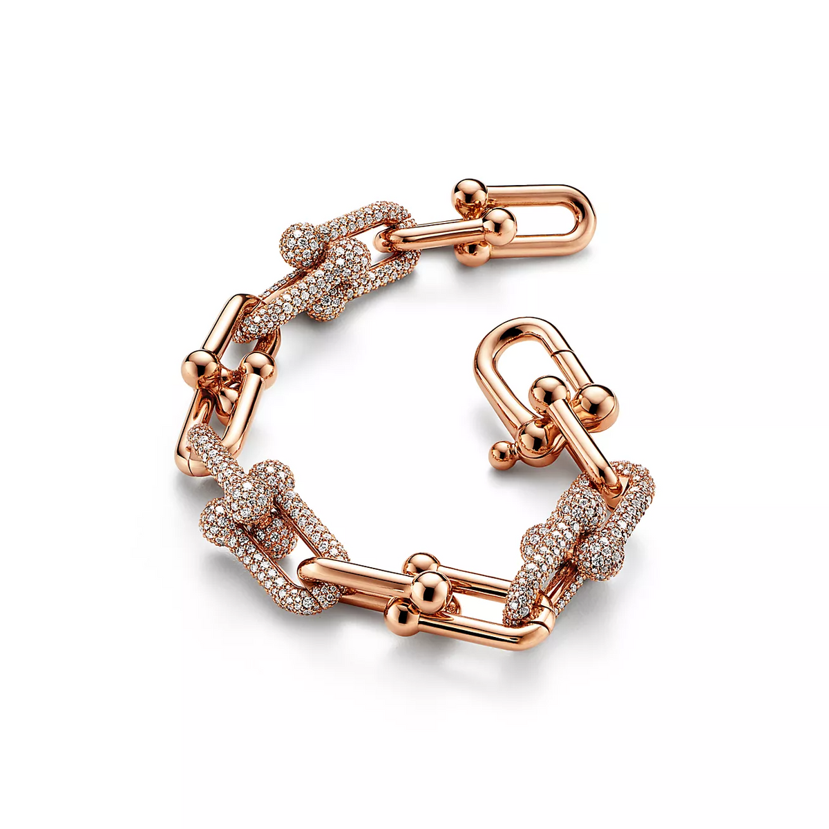 [Lume Jewelry]HARDWEAR LARGE LINK PINK GOLD PAVED DIAMOND BRACELET