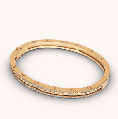 [Lume Jewelry]ZERO 1 SPIRAL AND PAVED DIAMOND GOLD BRACELET