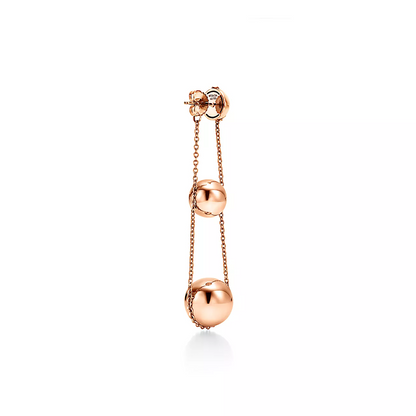 [Lume Jewelry]TRIPLE DROP PINK GOLD EARRINGS
