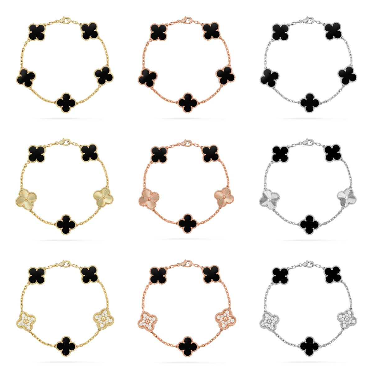 [Lume Jewelry]New CLOVER 5 MOTIF ONYXS BRACELET COLLECTION