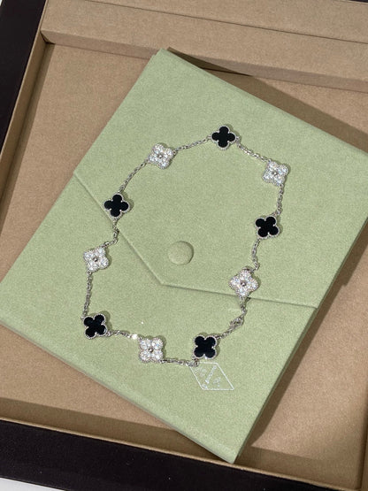 [Lume Jewelry] Four-Leaf Clover Ten Elements Panda Diamond Silver Necklace
