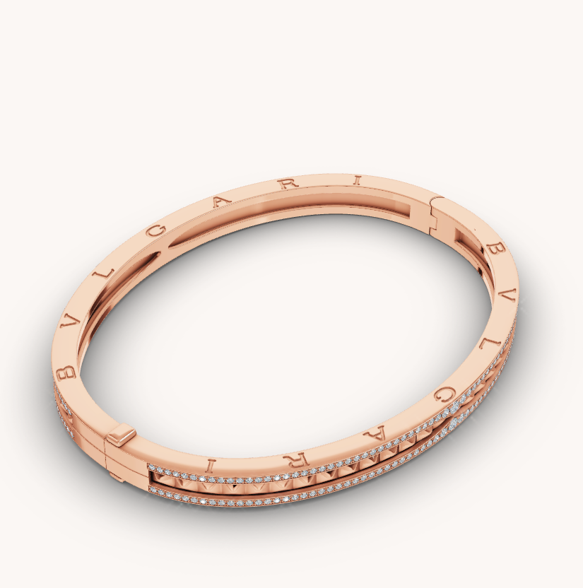 [Lume Jewelry]ZERO 1 SPIRAL AND PAVED DIAMOND PINK GOLD BRACELET