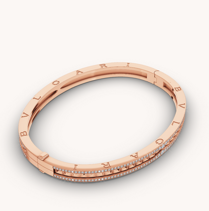 [Lume Jewelry]ZERO 1 SPIRAL AND PAVED DIAMOND PINK GOLD BRACELET