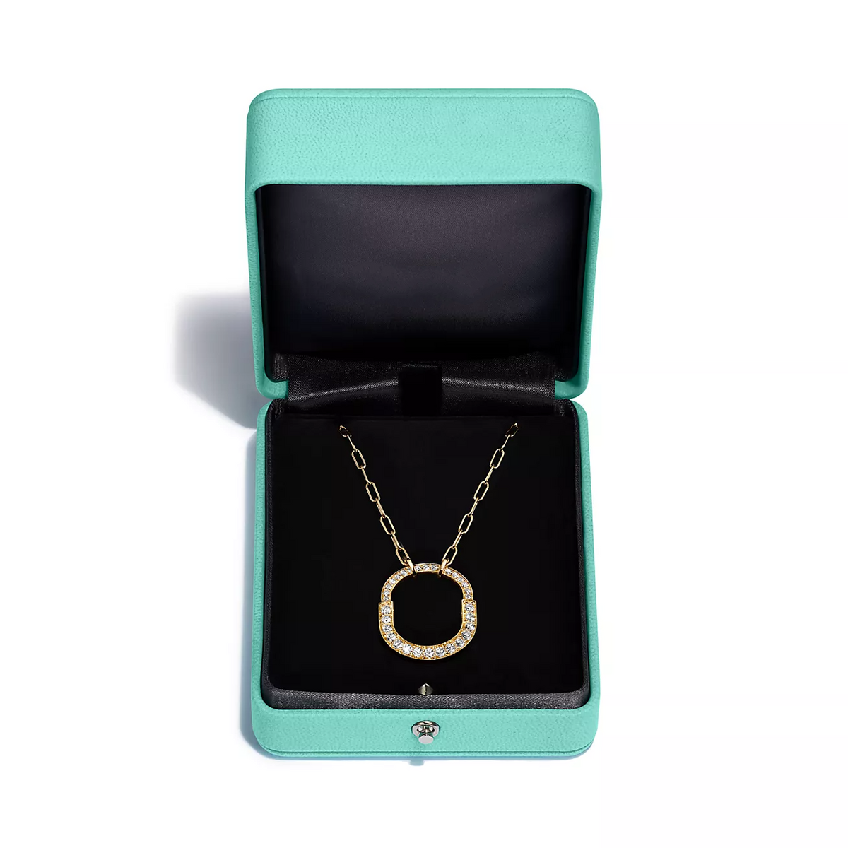 [Lume Jewelry]LOCK NECKLACE MEDIUM PENDANT GOLD PAVED DIAMONDS