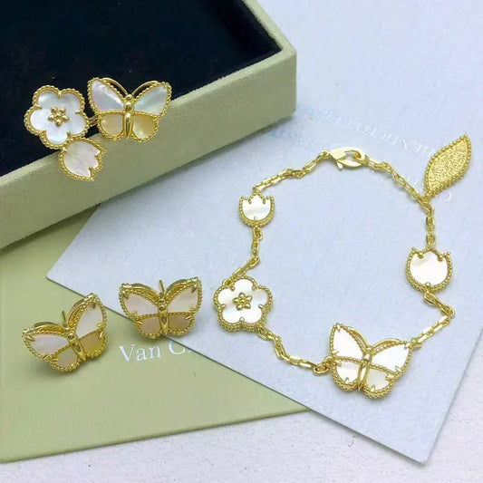 [Lume Jewelry] 26 NEW CLOVER LUCKY LIGHT YELLOW AND WHITE SET